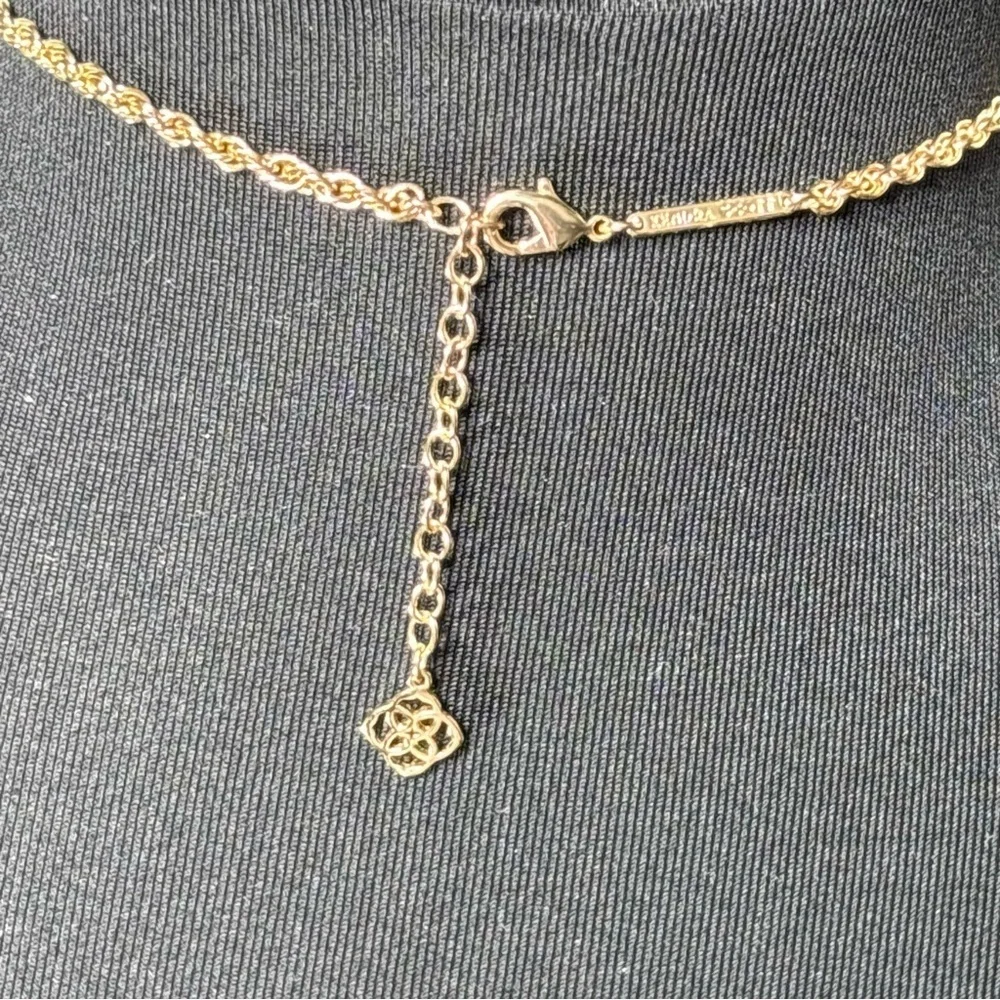 Kendra Scott Necklace Rayne 14k Gold Brass Long Rope Chain Ivory Mother of Pearl